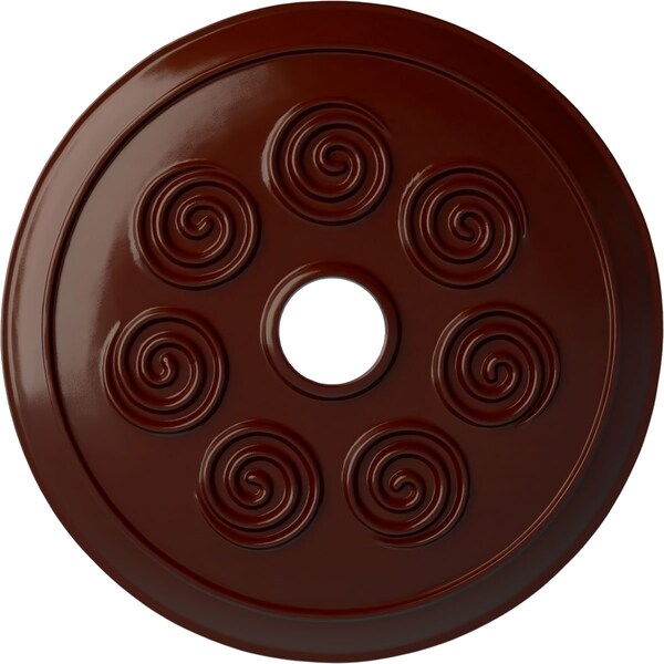 Ekena Millwork Spiral Ceiling Medallion (Fits Canopies up to 4"), 25 1/4"OD x 4"ID x 2"P, Brushed Mahogany CM25SPBMF - main